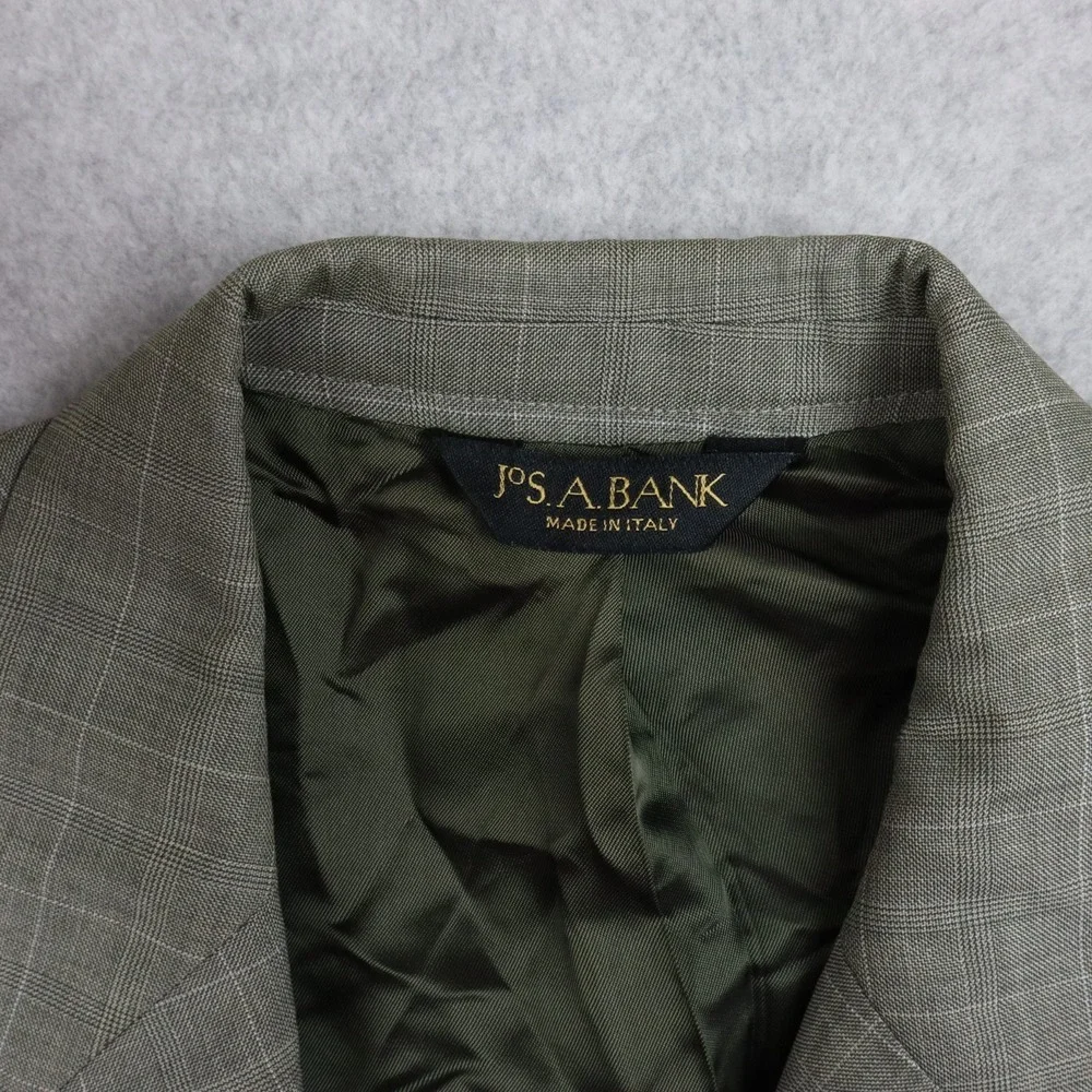 Jos‎ A Bank Blazer Mens 44L Wool 3-Button Suit Jacket Coat Business Gray Plaid